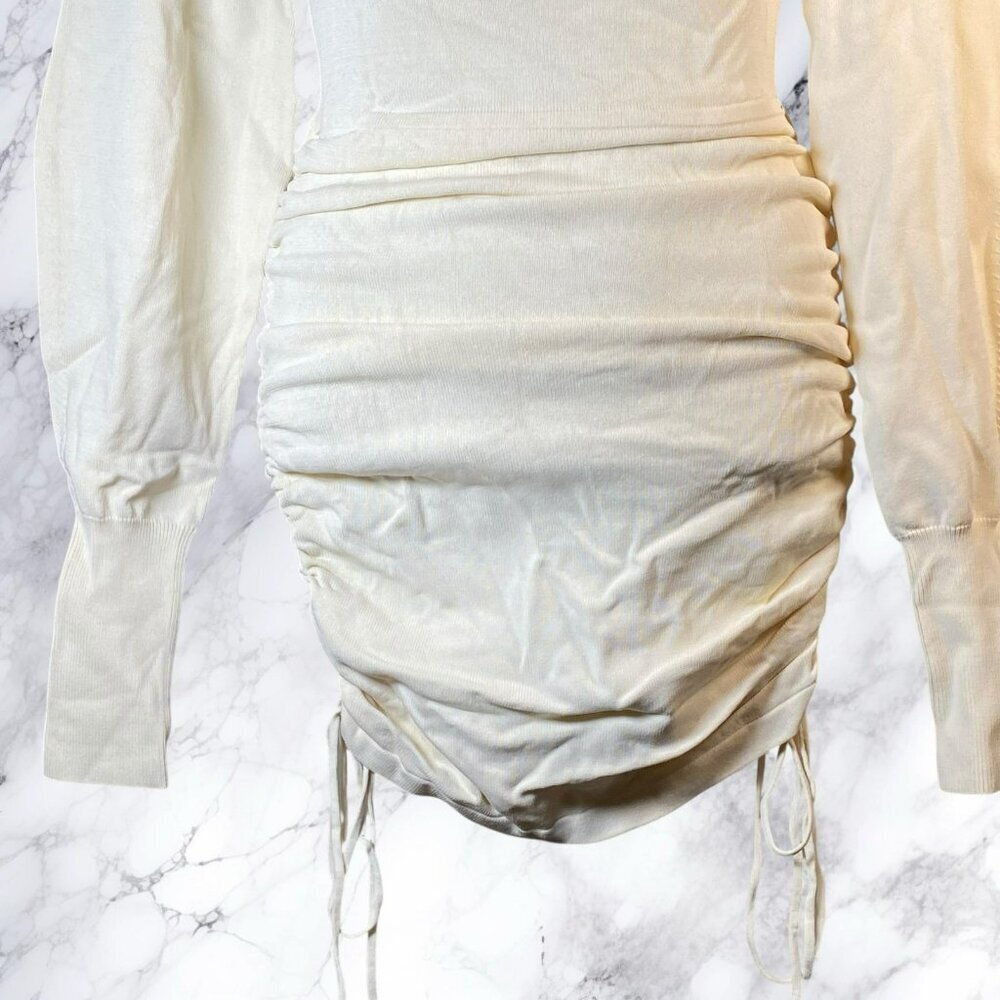 NBD Tanner Ruched Mini Dress Ivory - Picture 4 of 12